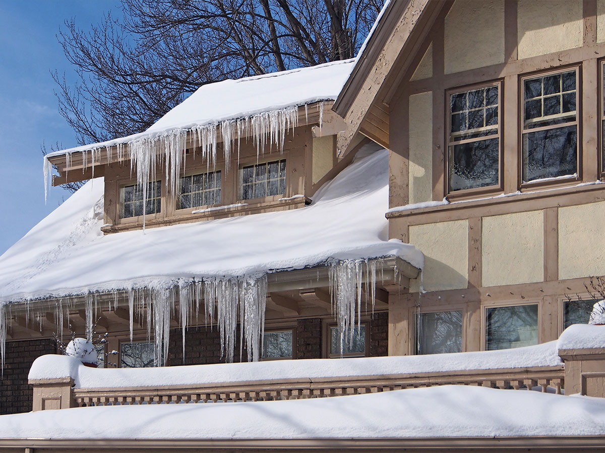 Check roof and gutters for ice dams 