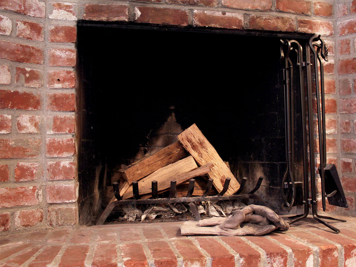 Clean wood burning fireplace and flue