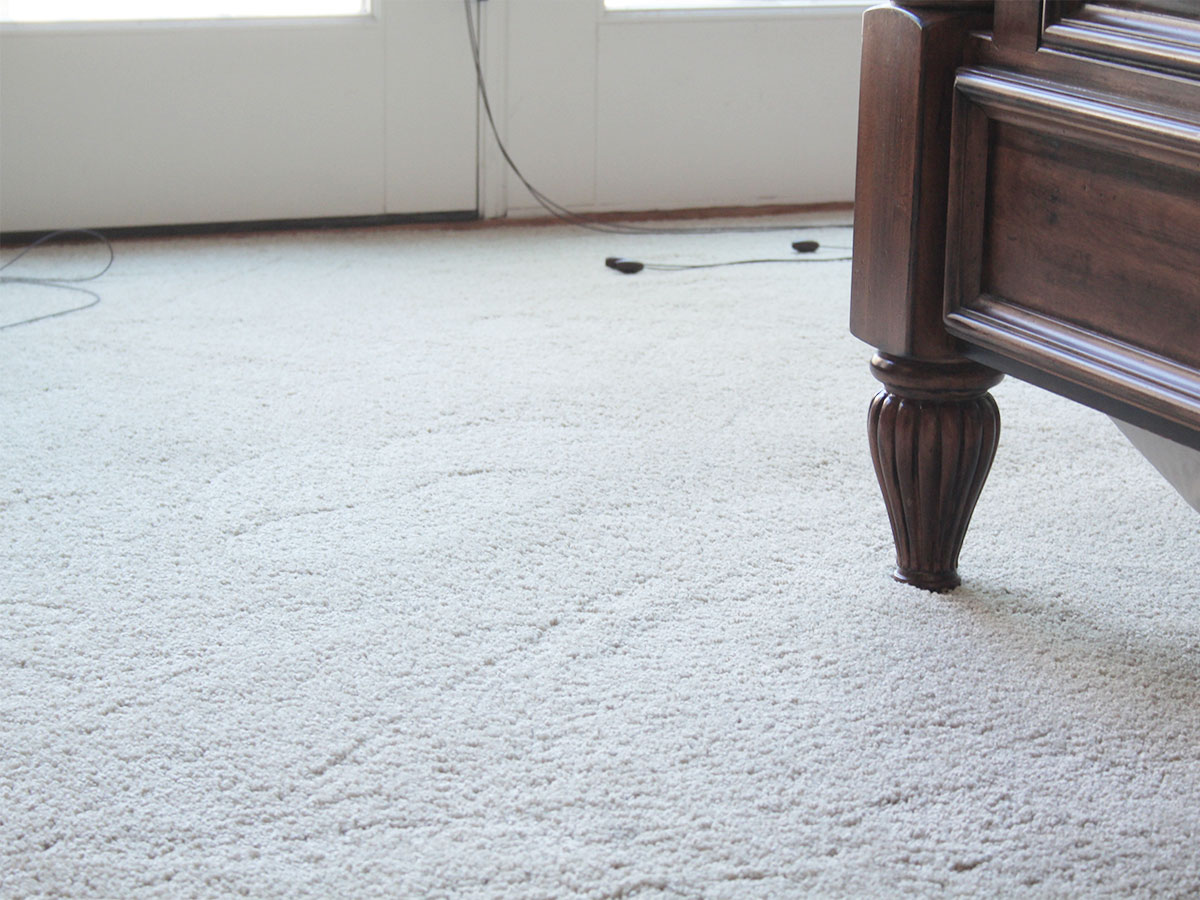 Inspect the carpet and remove any stains