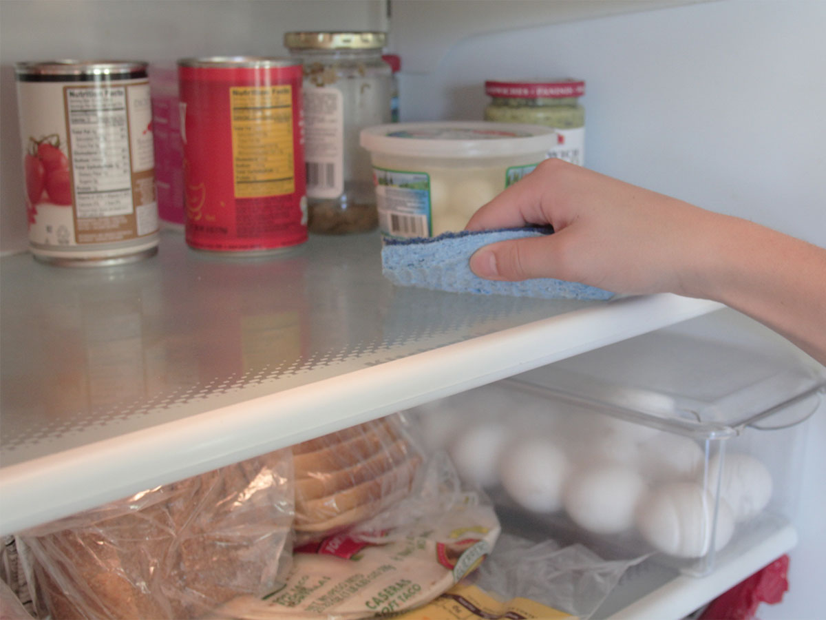 Clean the shelves of the refrigerator and freezer