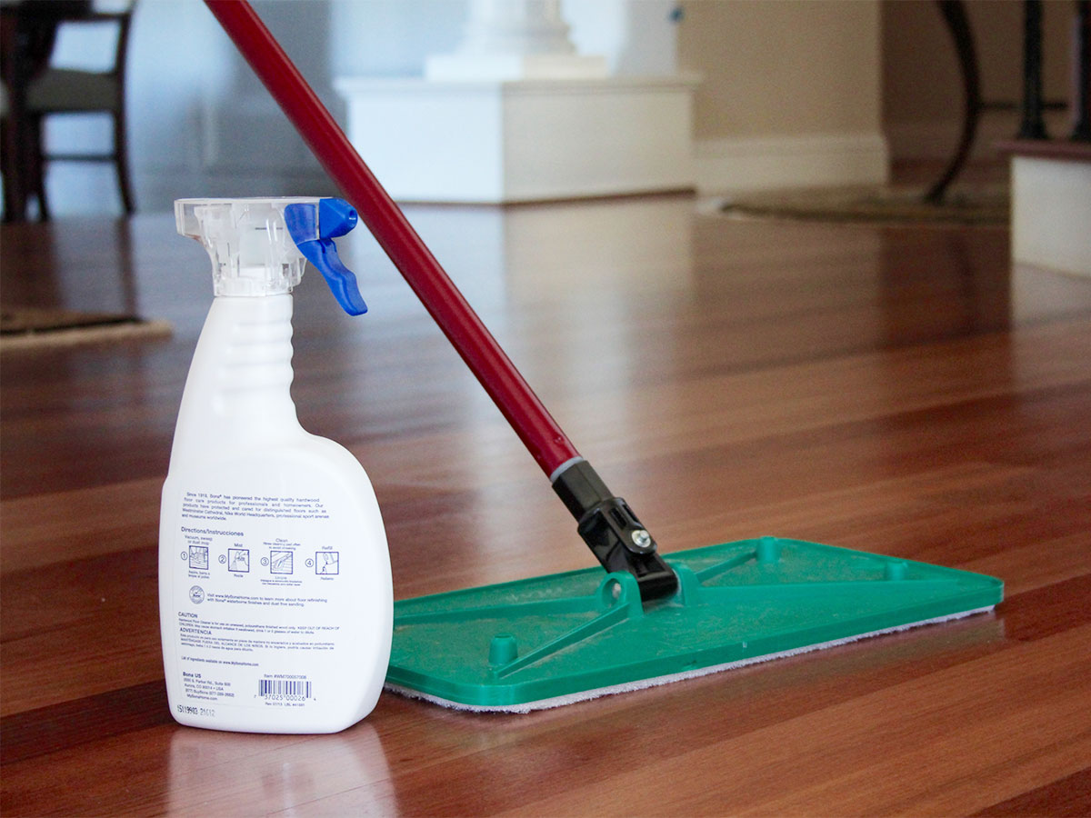 Dust and clean all hard wood floors