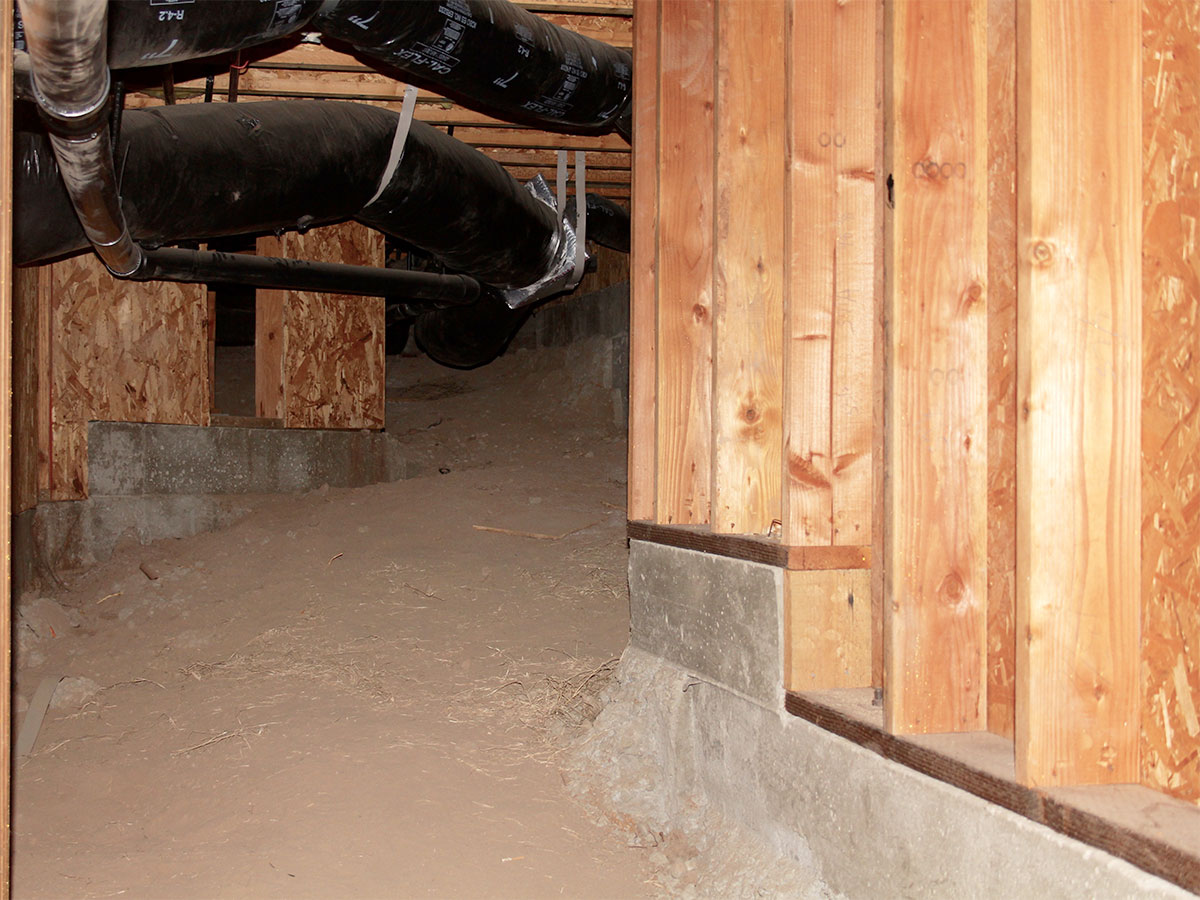 Inspect crawl space for water accumulation