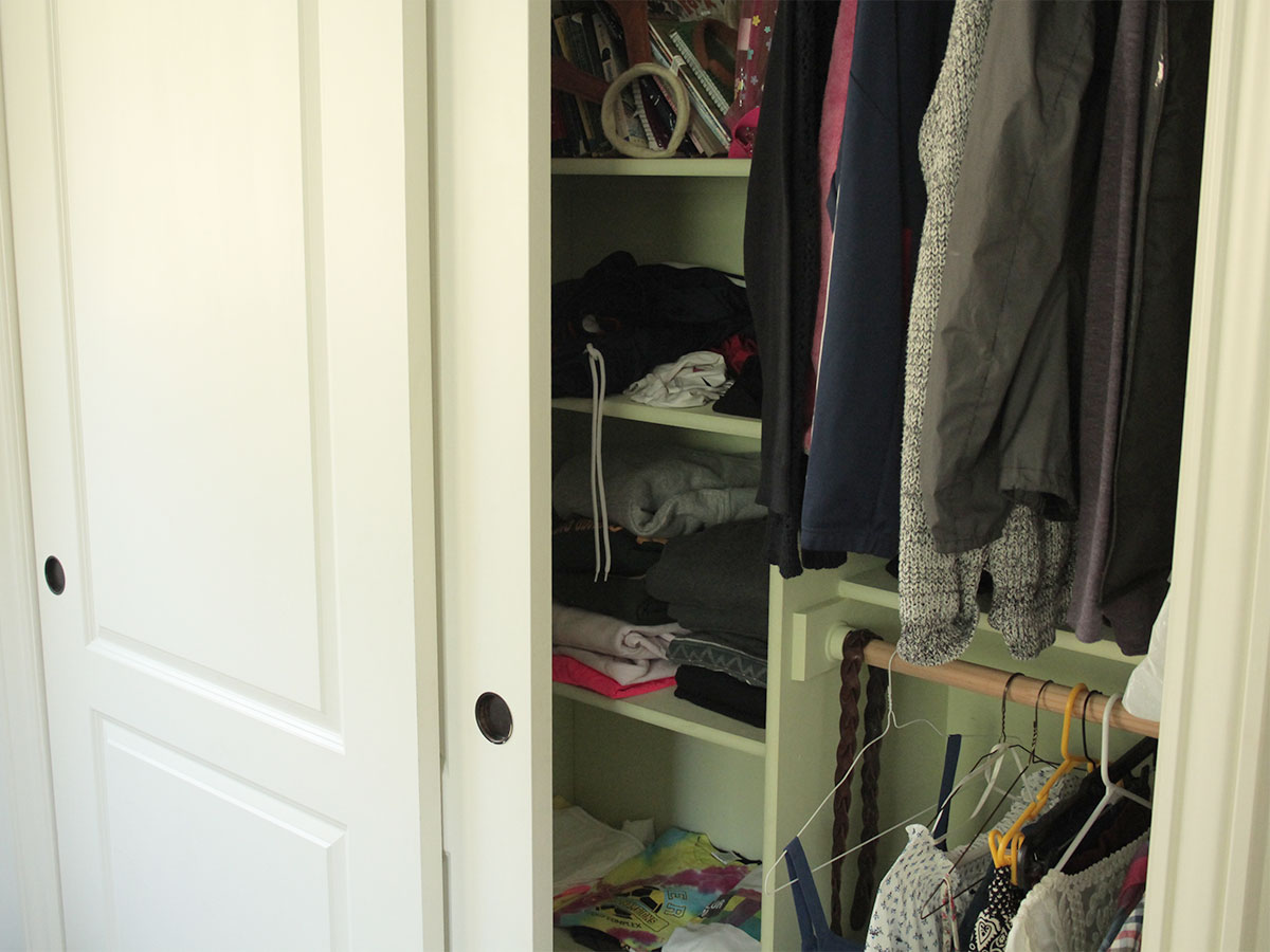 Reorganize closets giving away unwanted items